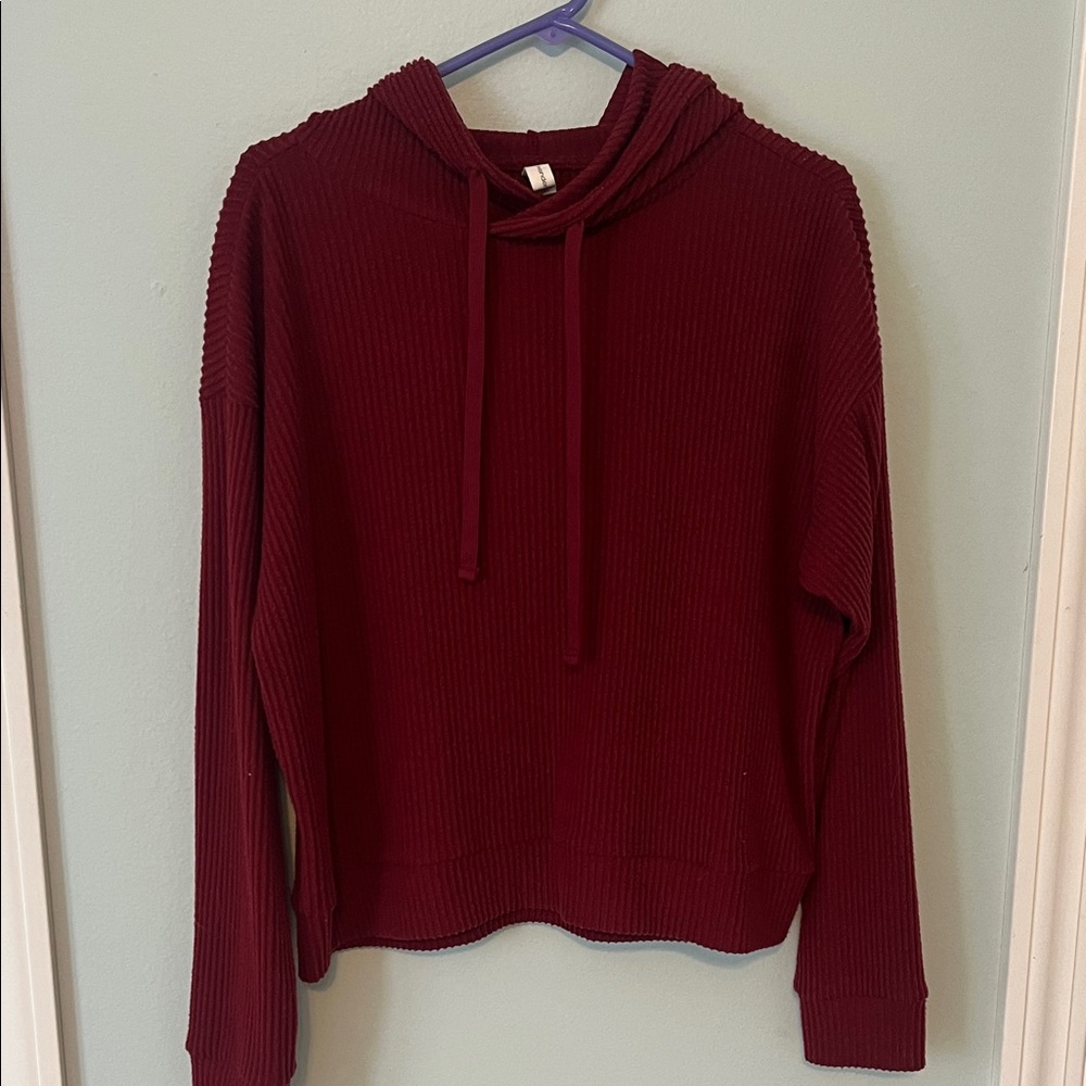 Burgundy Ribbed Women's Hoodie